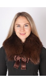 Dark brown fox fur collar-neck warmer